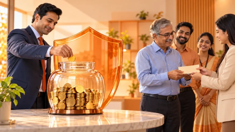 Employer and HR manager reviewing a group gratuity insurance policy document
